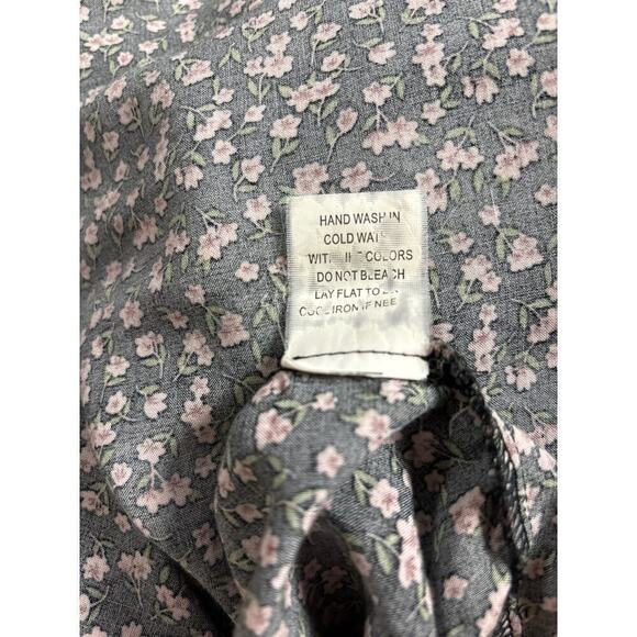 Ditzy Floral Whimsigoth Dark Academia Flirty Babydoll Dress smocked  Back Waist - Picture 10 of 10